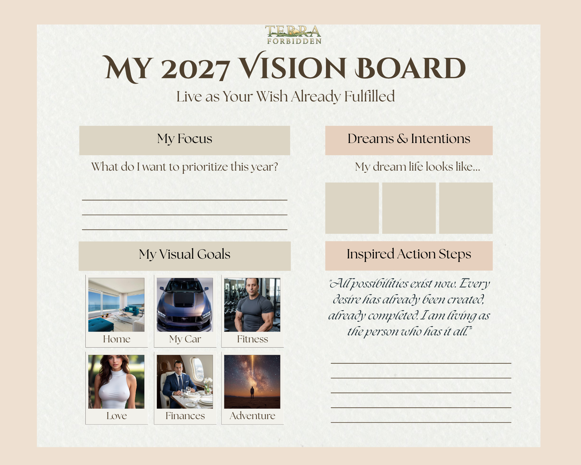 2027 Sacred Vision Board — Printable PDF